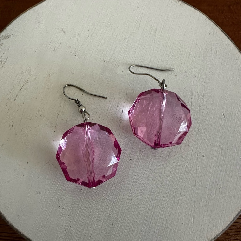 Pink Dangle Earrings Translucent - image 1